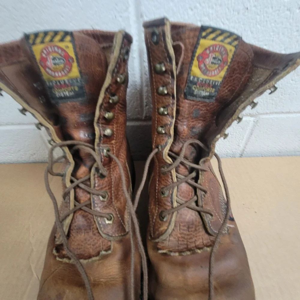 Justin Workboots Mens 10 EE Brown Leather Lace Up Double Comfort 762 USA Made